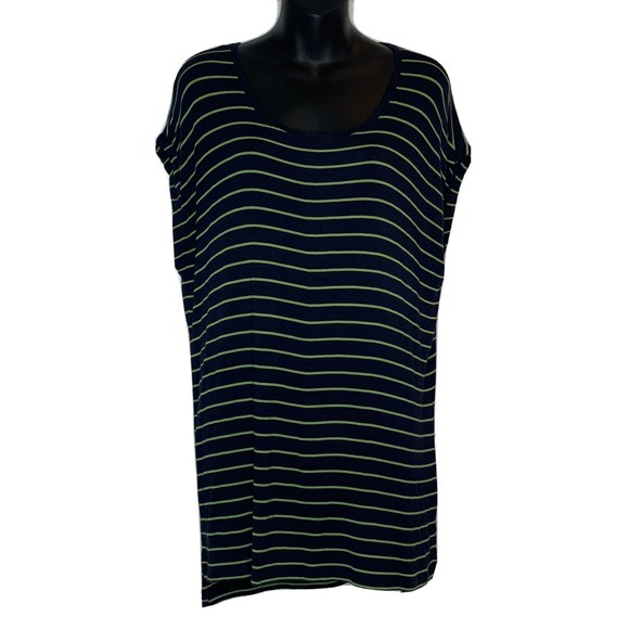 Cabi Medium Tunic Top Island Stripe Ibiza Tee Jersey Knit Hi-Low Blue Green 5333 - Picture 1 of 10